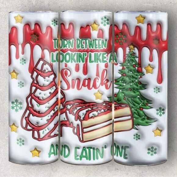 Torn Between Looking Like A Snack Christmas 20oz Tumbler NEW - Picture 1 of 7